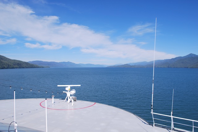 At sea