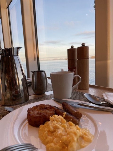 Breakfast with sunshine view